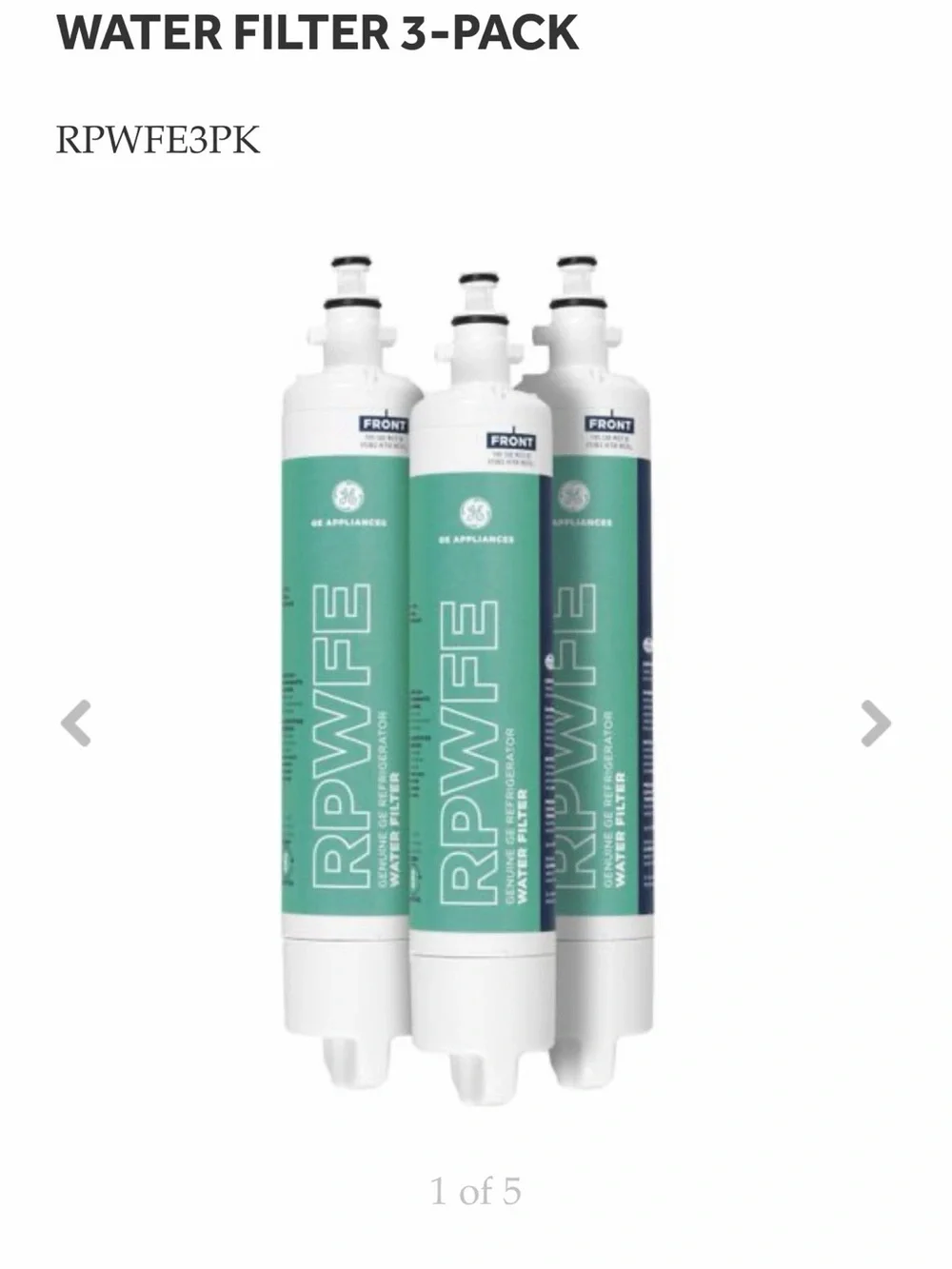 GE RPWFE Refrigerator Water Filter 3-Pack - Green